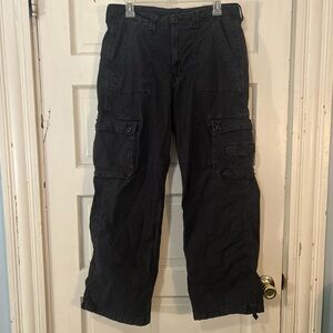 American Eagle: Y2K Black Cargo Pants – Relaxed Baggy Fit Utility Streetwear